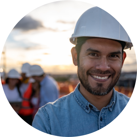 Engineer onsite smiling face on