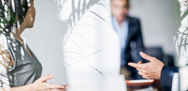 Two office workers having a meeting