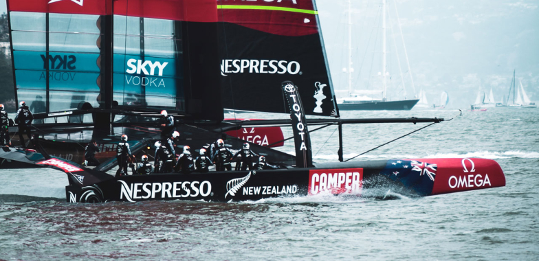 Close up of the Team NZ boat in the America's Cup